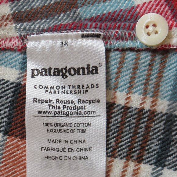 Patagonia Womens Plaid Long-Sleeved Shirt Size 8 White/Red/Blue Organic Cotton - Picture 7 of 9